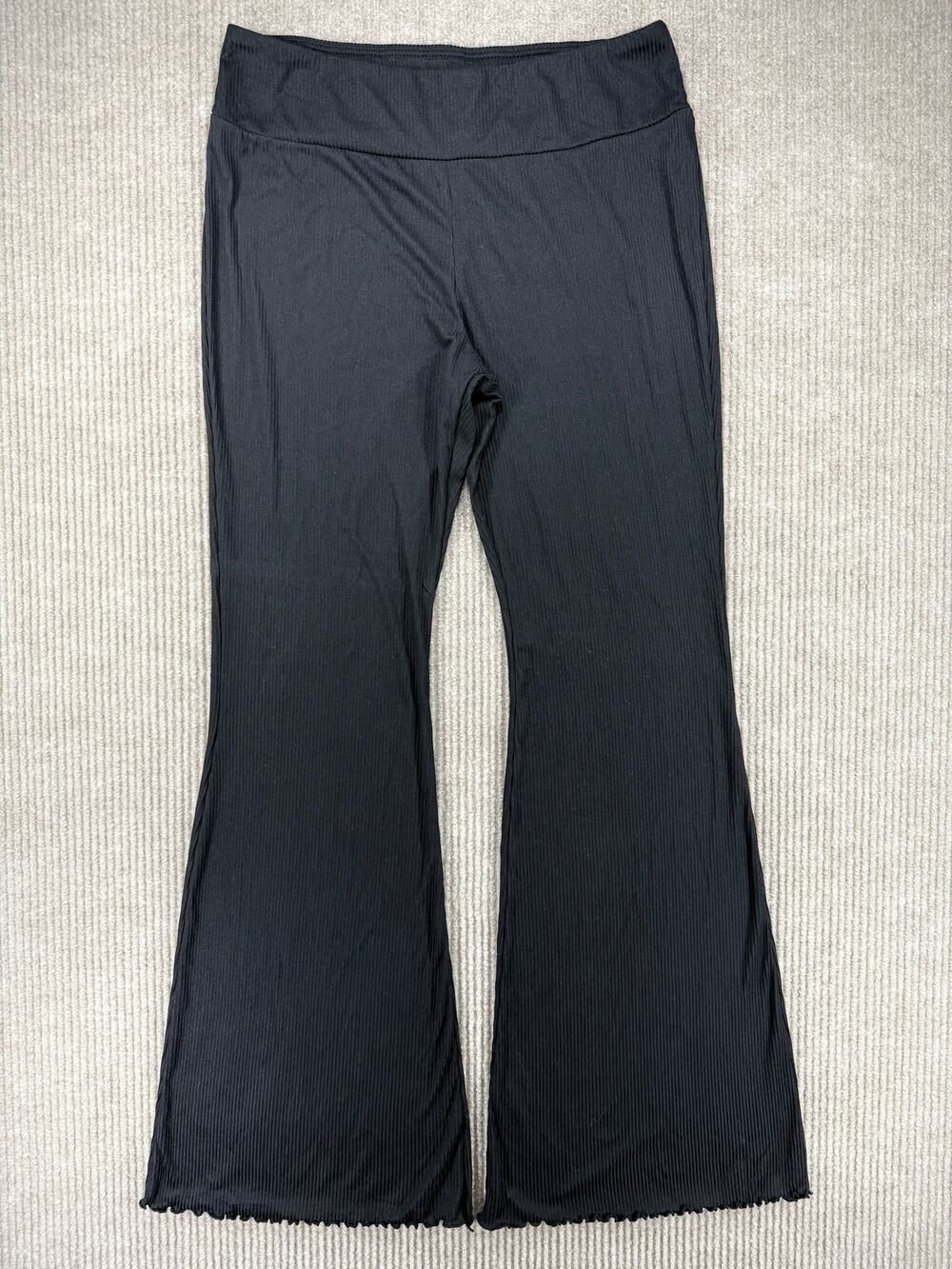 No Boundaries Black Ribbed Flare Pants Size XL 16-18